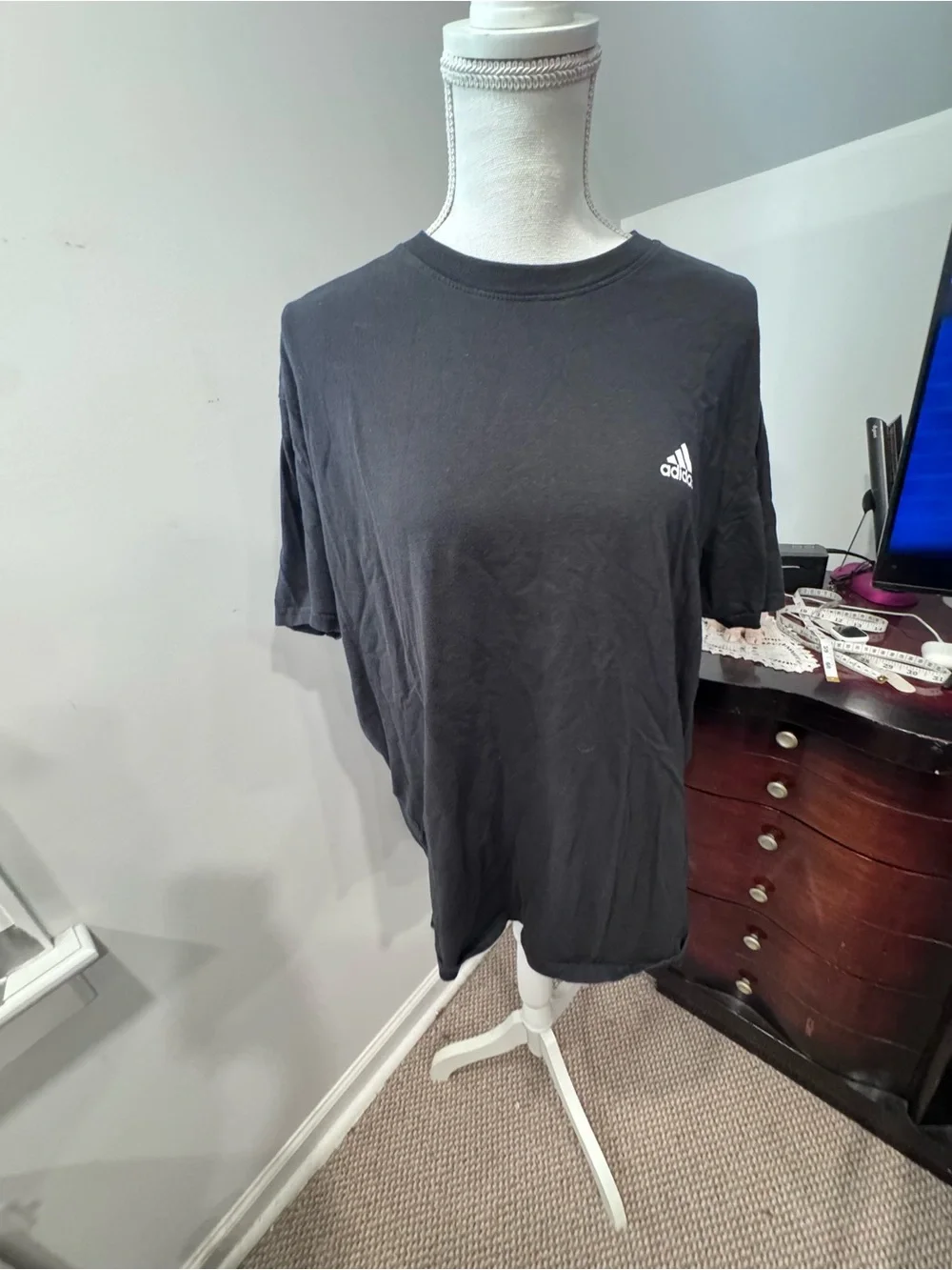 adidas Black Short Sleeve Tee with White Logo
